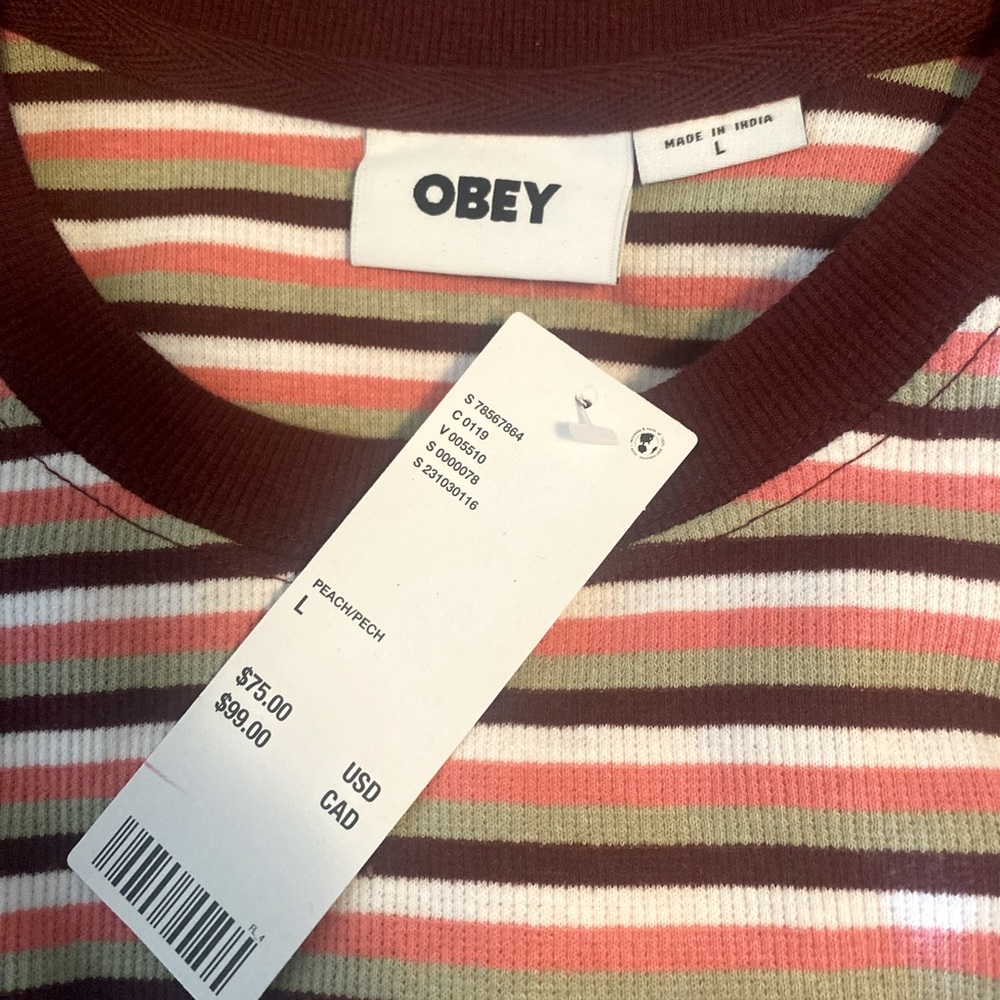 NWT 'Obey' Embroidered Logo Long Sleeve